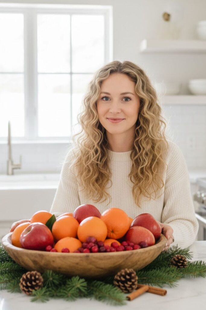 14. Display Fresh Fruit with a Holiday Twist