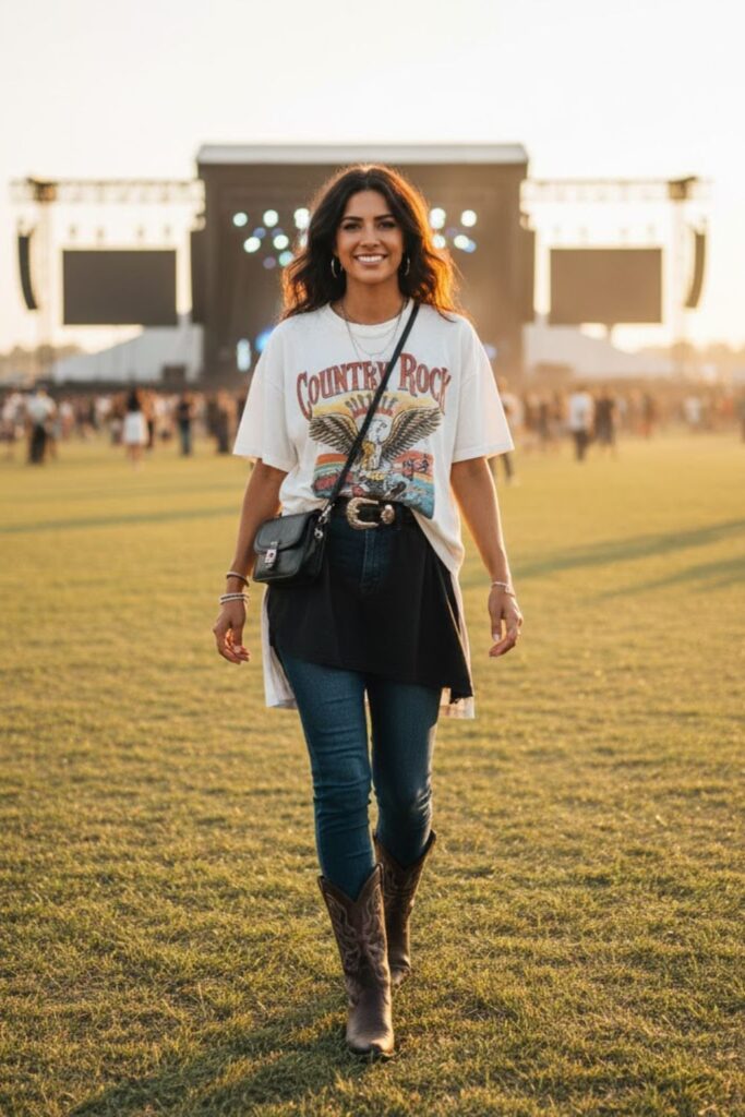 14. Double Graphic Tee Layered Look