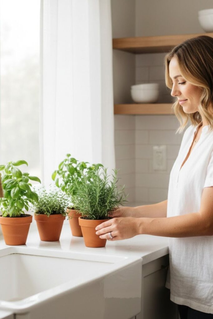 14. Mini Herb Garden in Windowsill