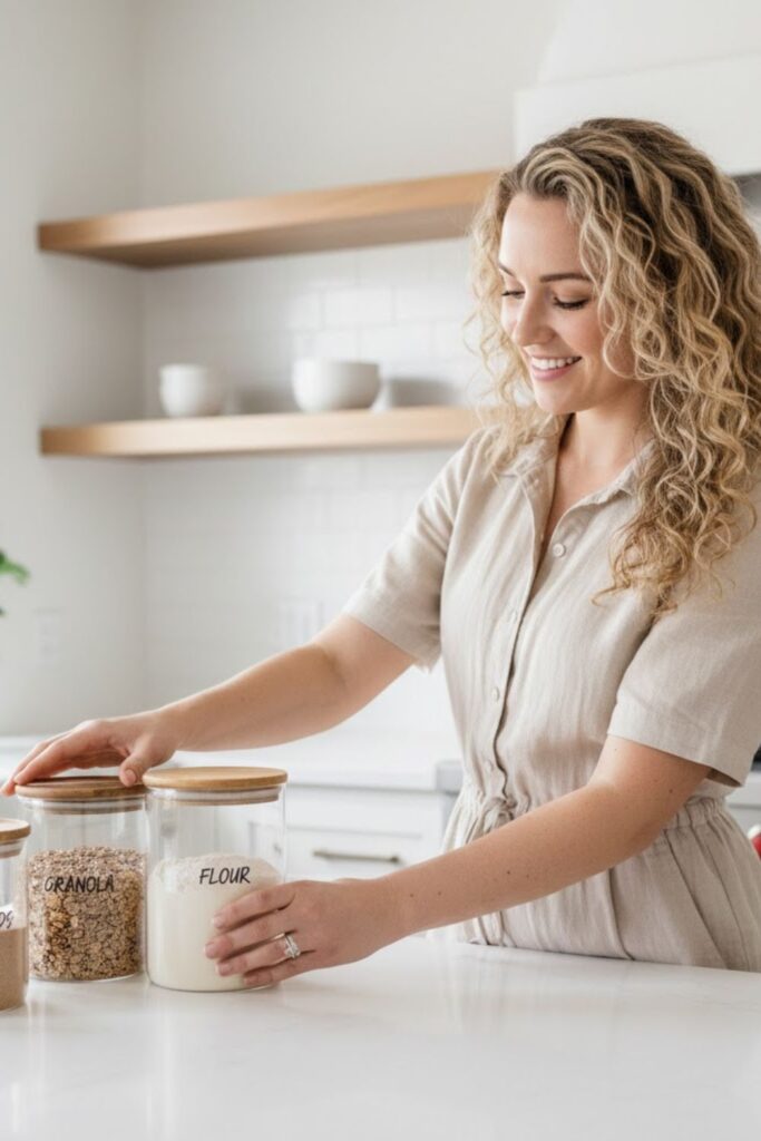 14. Neutral Decorative Jars with Labels