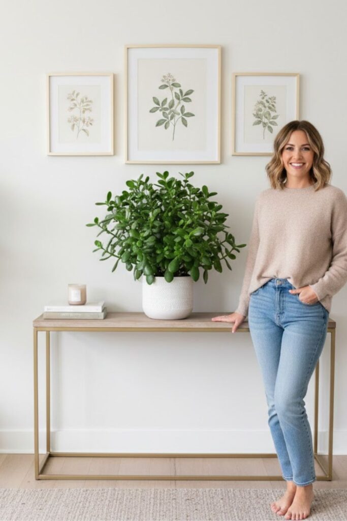 14. Pair Jade Plants with Wall Art