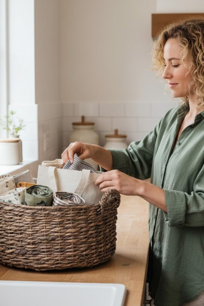14. Rustic Basket with Eco-Friendly Storage