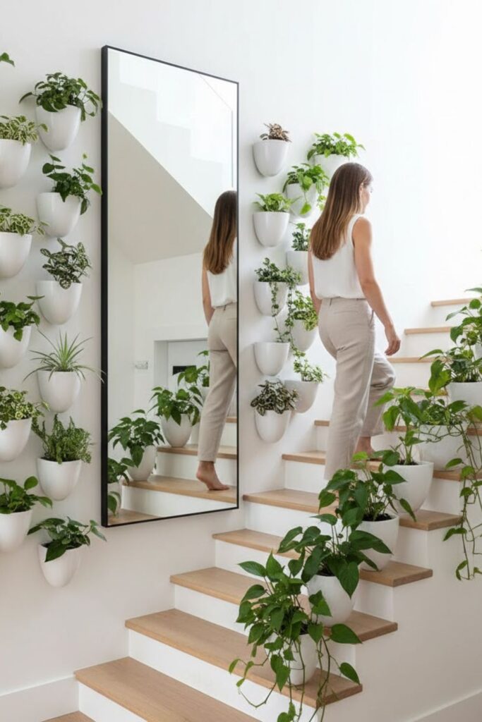 14. Staircase Mirror and Plant Arrangement