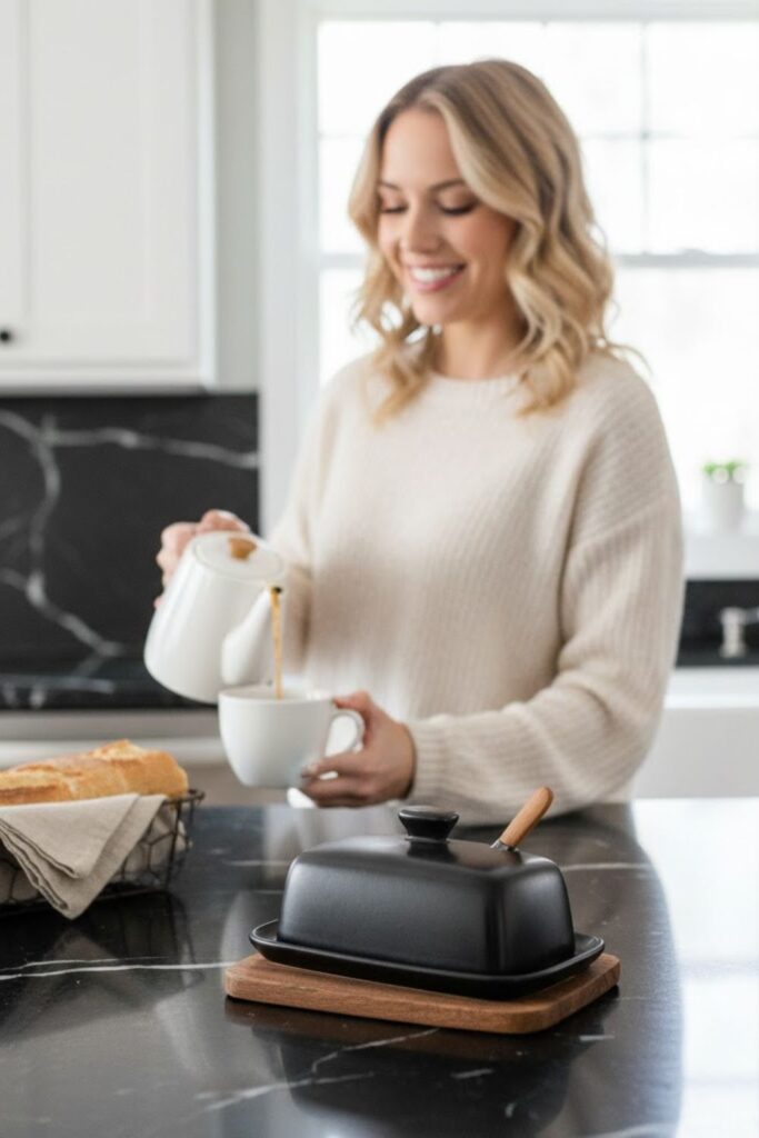 15. Black Ceramic Butter Dish