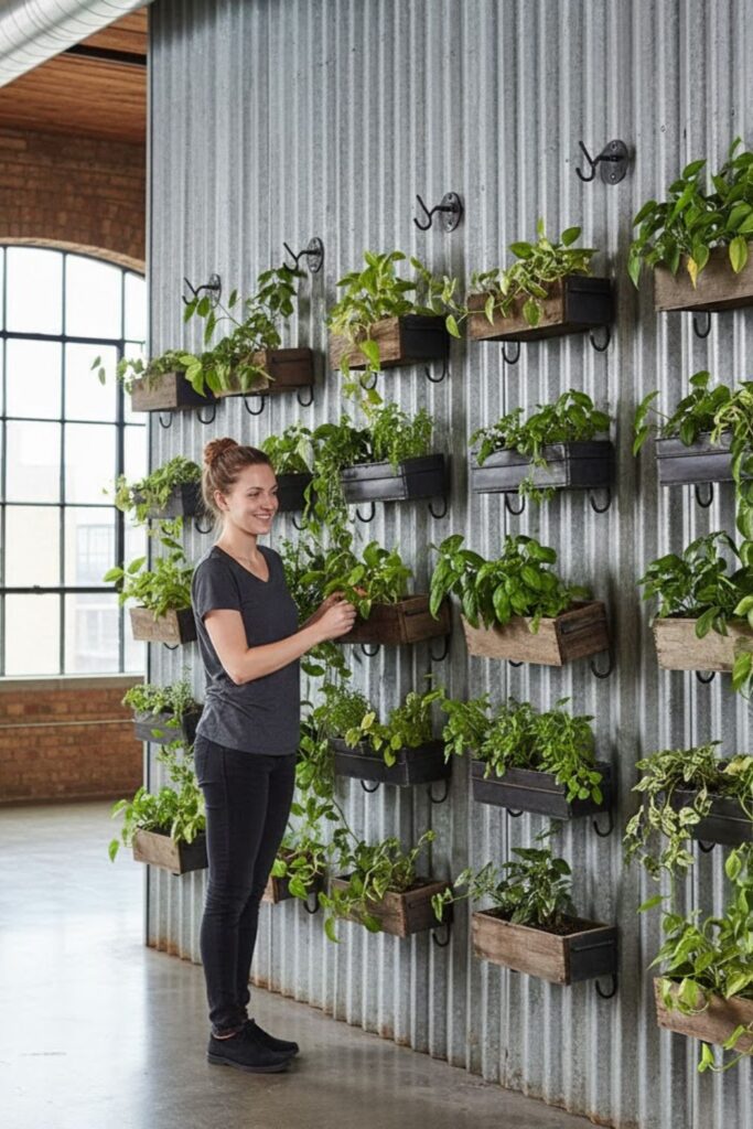 15. Corrugated Steel Wall Planter Panel