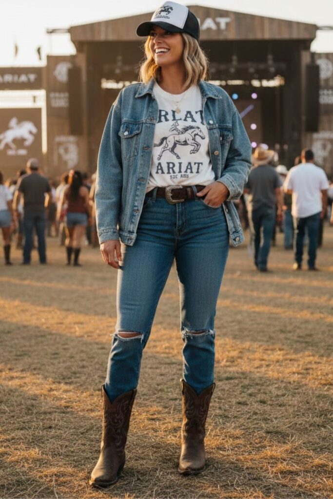 15. Denim-on-Denim with a Modern Twist