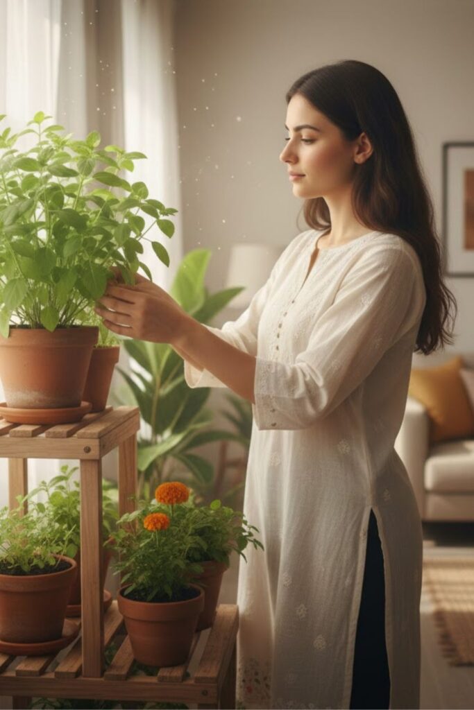 15. Multi-Level Tulsi Plant Display