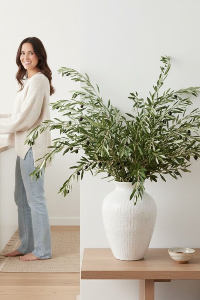 15. Olive Branch Bouquet in Entryway