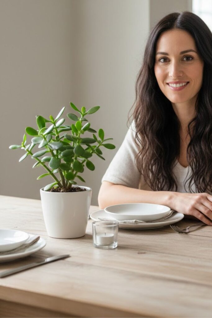15. Use Jade Plants as a Dining Table Accent