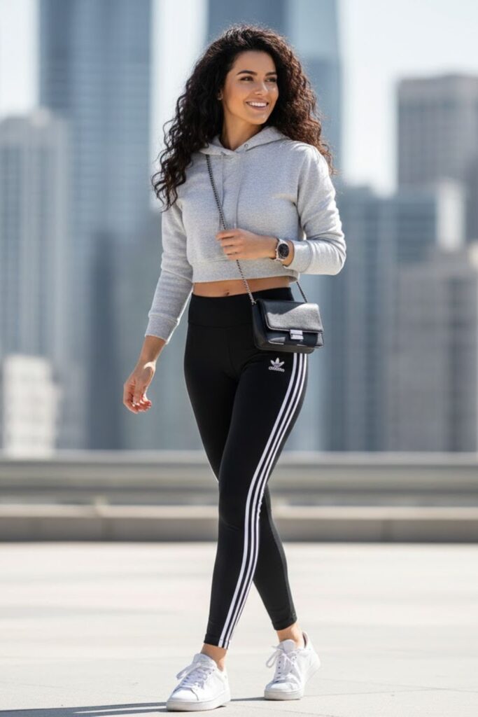 2. Adidas Leggings with Cropped Hoodie