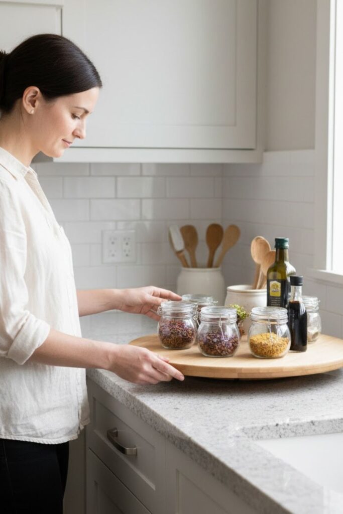 2. Decorative Lazy Susan for Easy Access