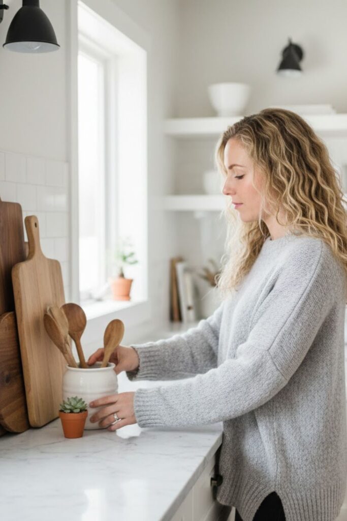 2. Display Wooden Cutting Boards as Backdrops