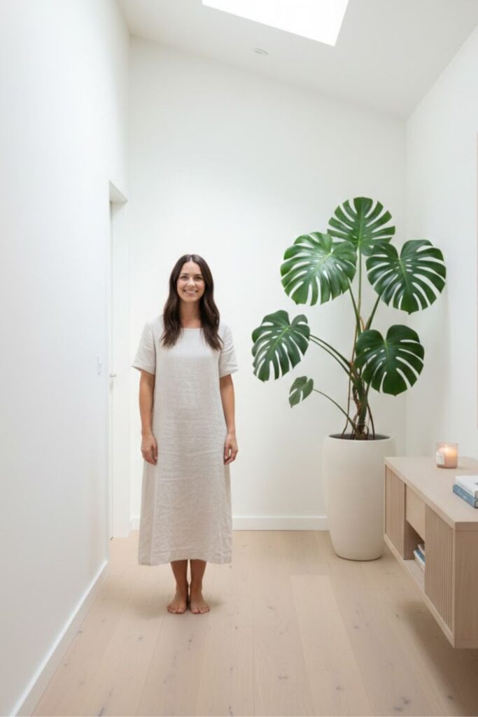 2. Elevate Hallway Decor with a Slim Monstera Display