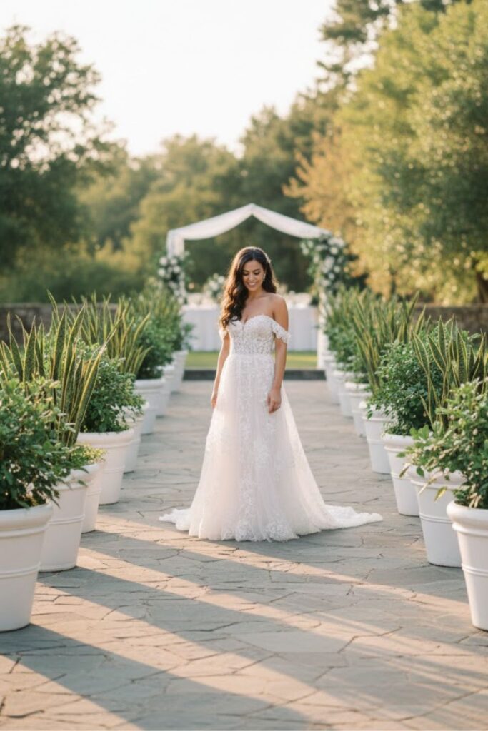 2. Line the Ceremony Aisle with Potted Plants