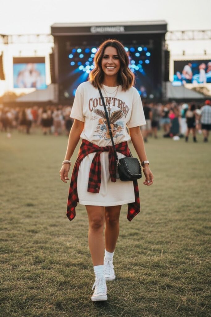 2. Oversized T-Shirt Dress with Sneakers