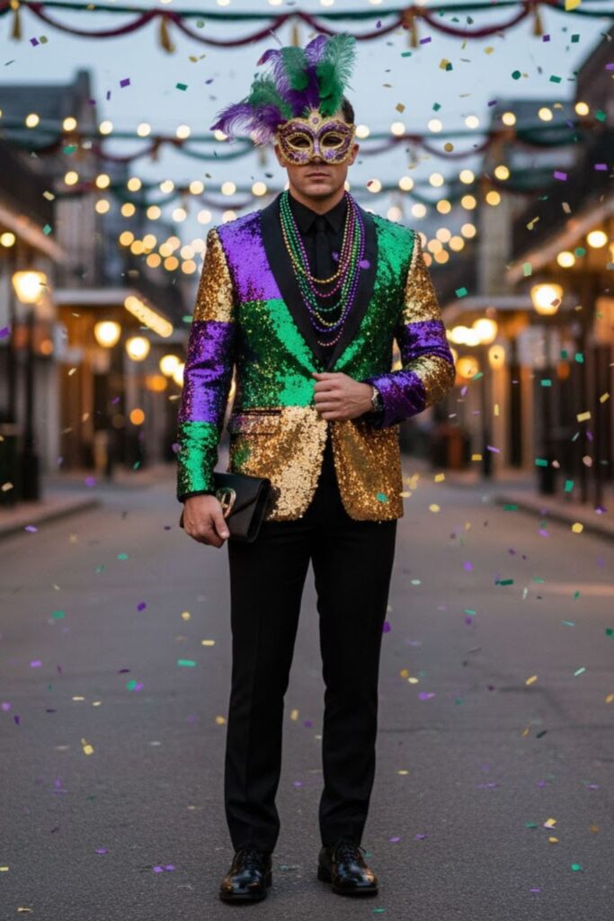 2. Sequined Jacket with Black Pants