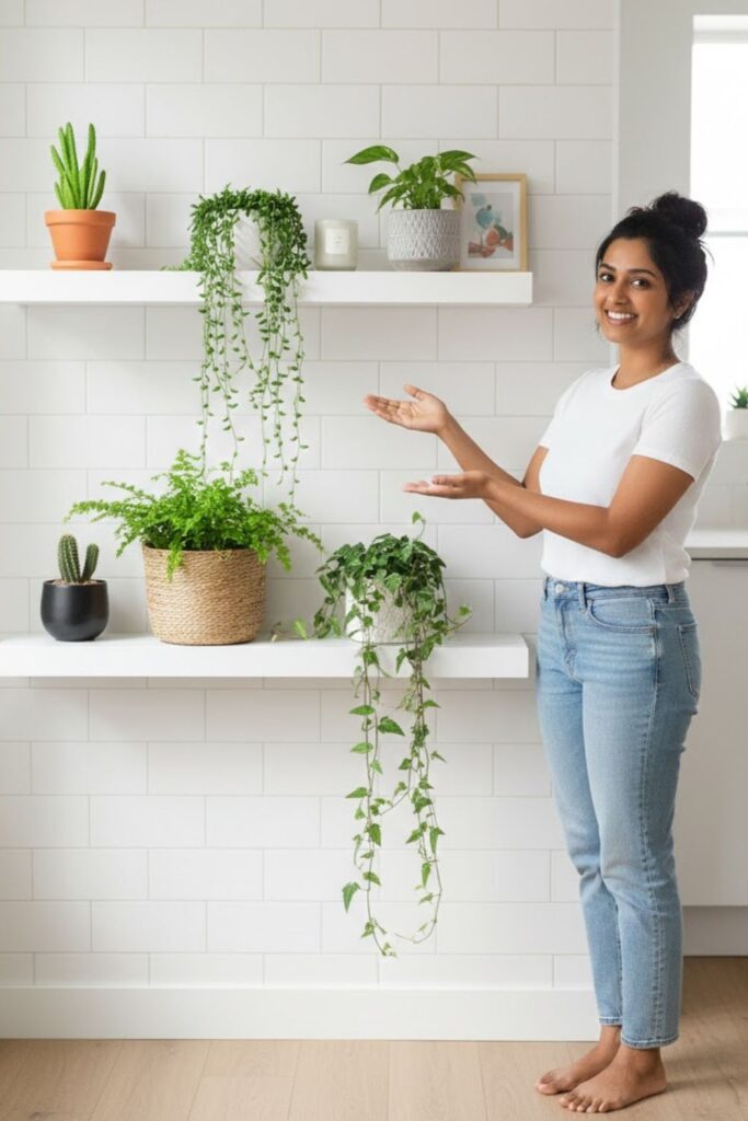 2. Style Plant Pots on Floating Shelves
