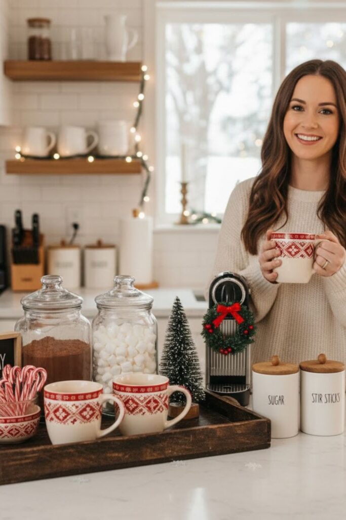 2. Style a Tiered Tray with Holiday Accents