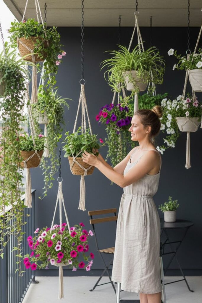2. Style with Hanging Plant Baskets