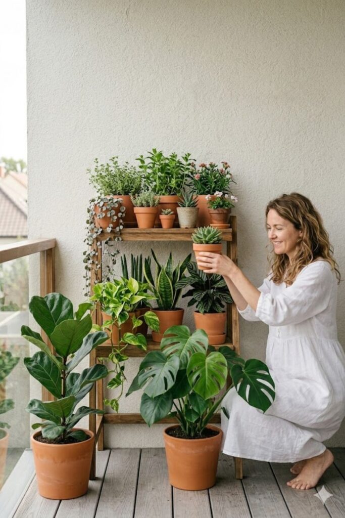 2. Use Tiered Plant Stands for Height Variation