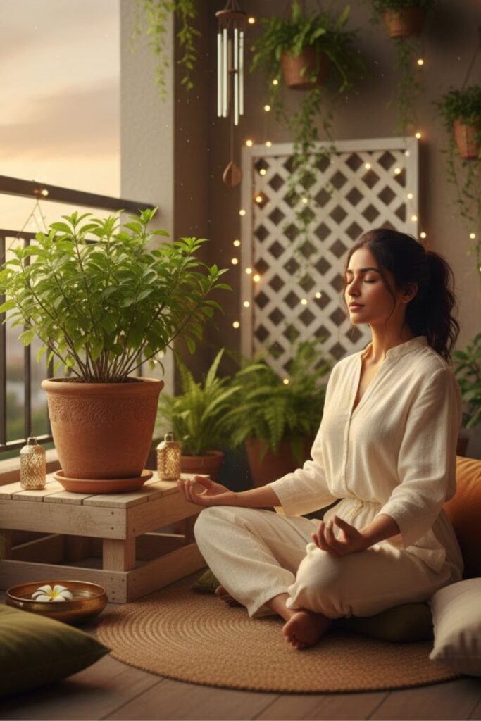 3. Balcony Tulsi Meditation Corner