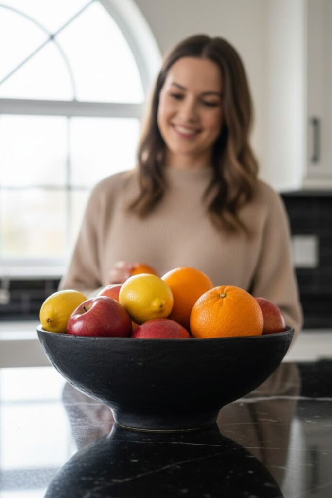 3. Black Ceramic Fruit Bowl
