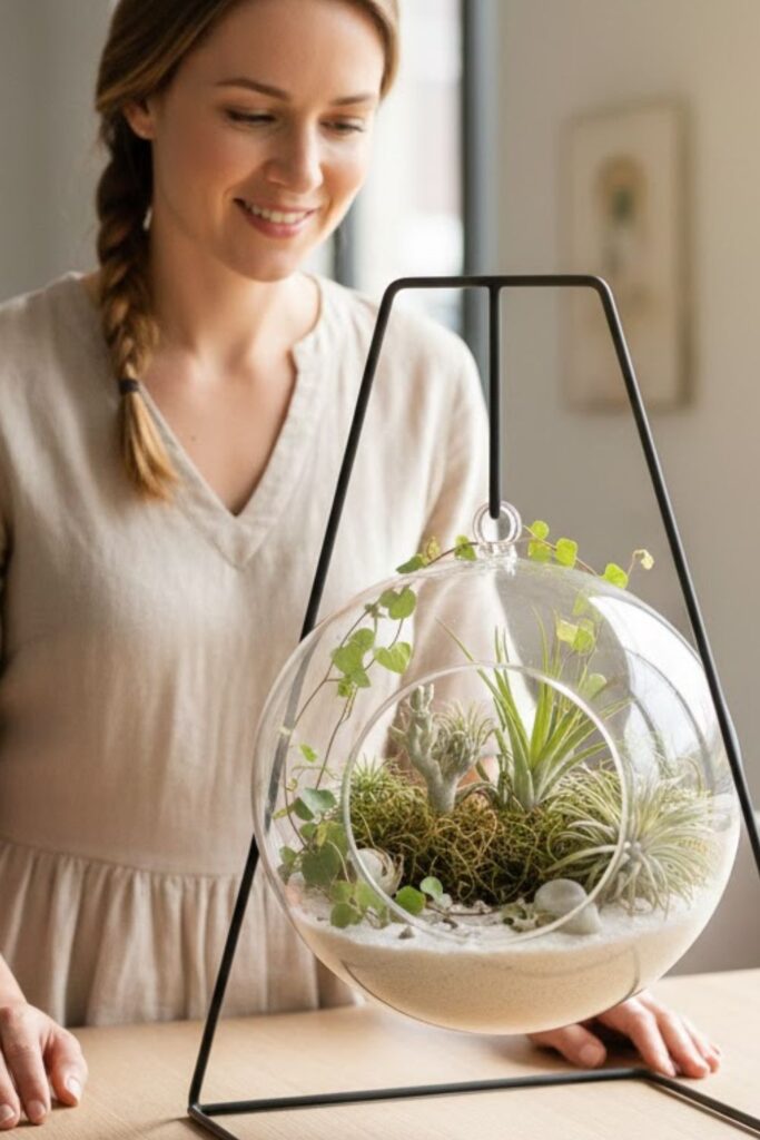 3. Hanging Planter Terrarium Table Accent