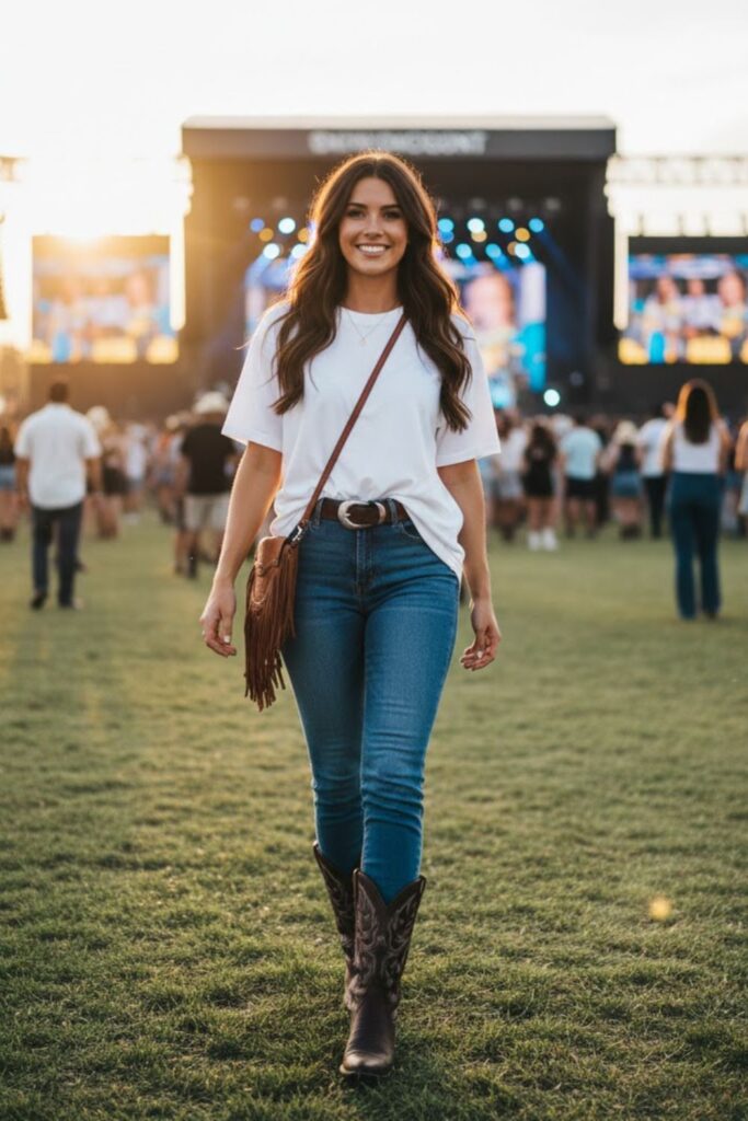 3. Oversized T-Shirt with High-Rise Jeans