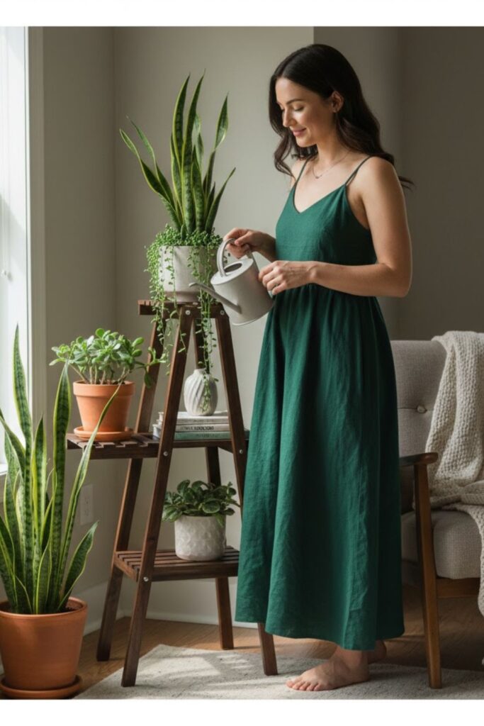 3. Place Snake Plants on Tiered Plant Stands