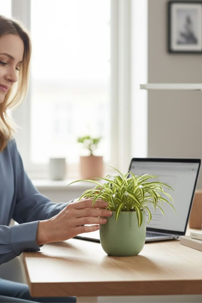 3. Spider Plant as a Desk Companion
