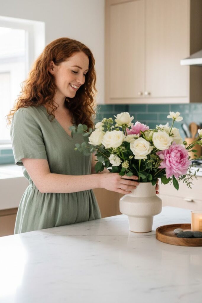 4. Ceramic Vase with Fresh Flowers