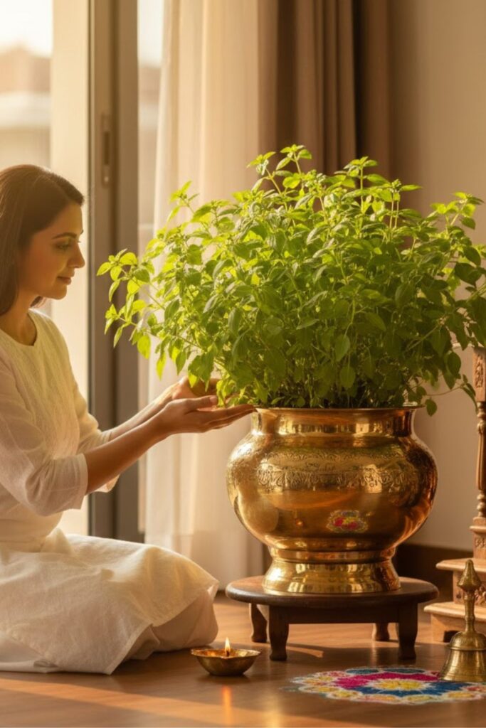 4. Decorative Brass Planter for a Regal Look