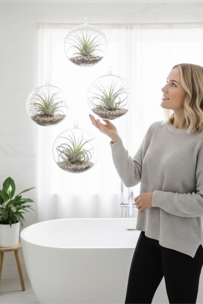 4. Hanging Air Plants in Terrariums