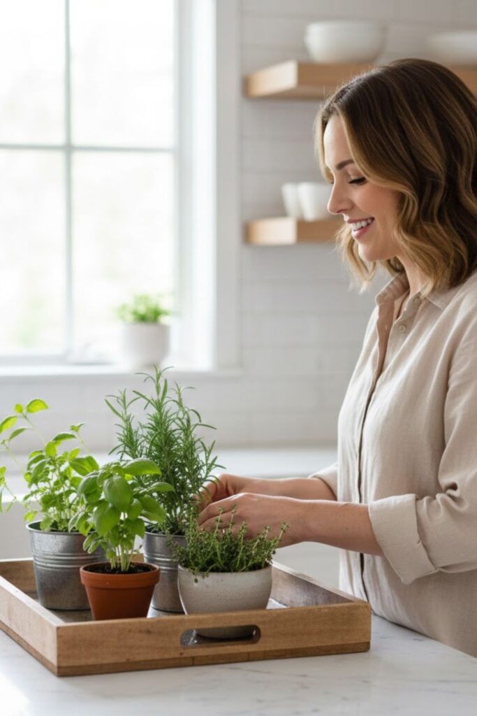4. Herb Garden Tray Arrangement