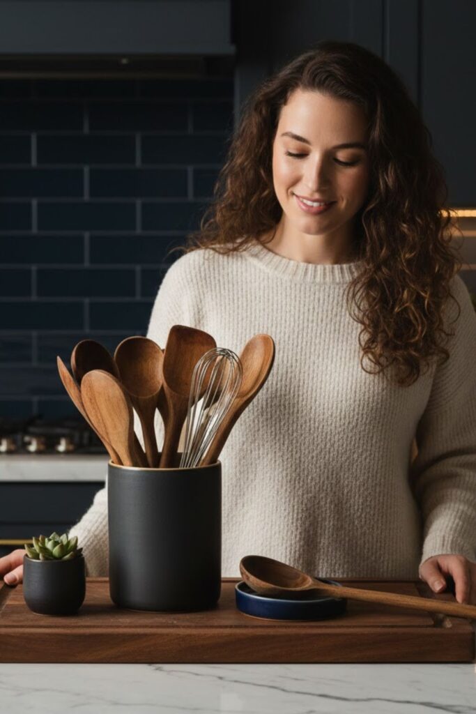 4. Use Dark Ceramics for Everyday Tools