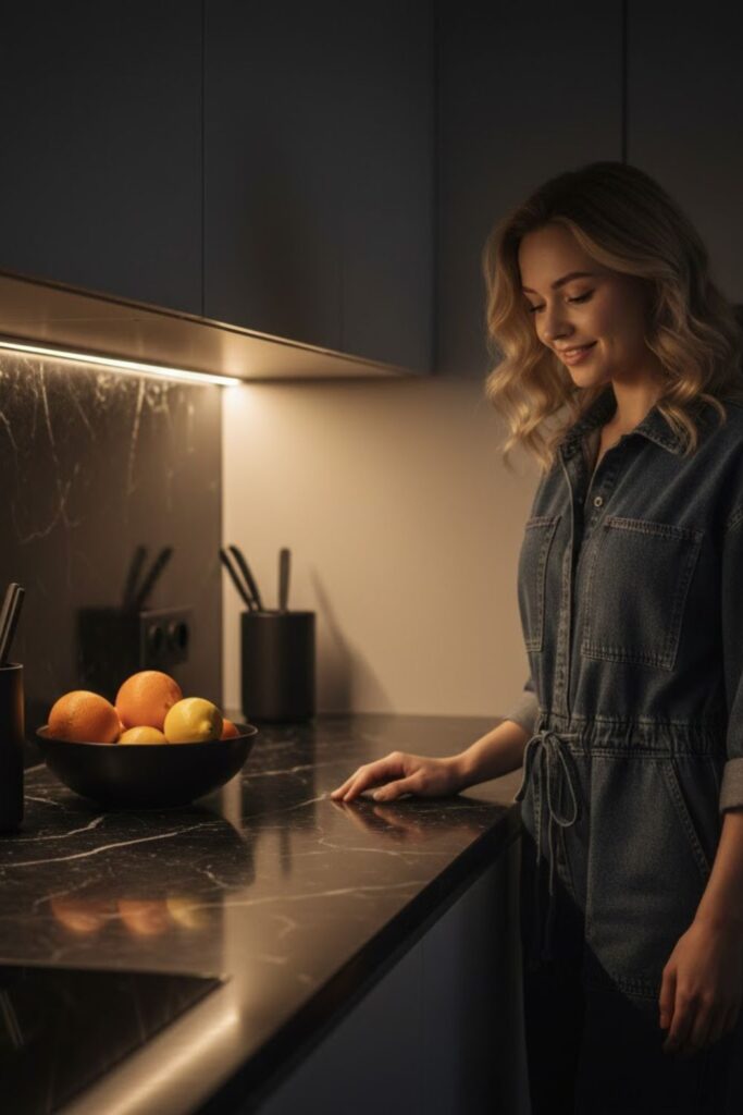 5. Black LED Strip Under-Cabinet Lighting