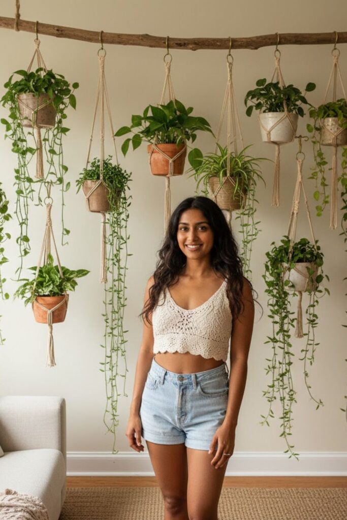 5. Create a Boho Look with Hanging Wall Plants