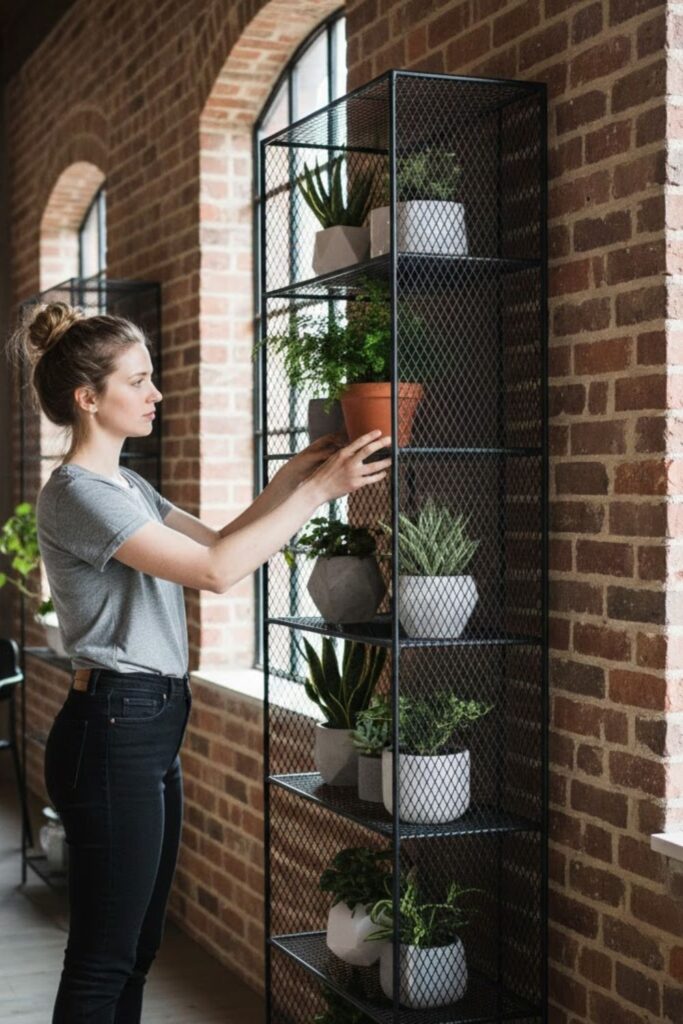 5. Industrial Wire Plant Shelf for Dynamic Displays