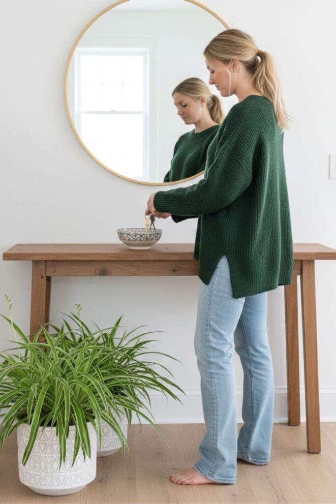 5. Living Entryway with Spider Plants