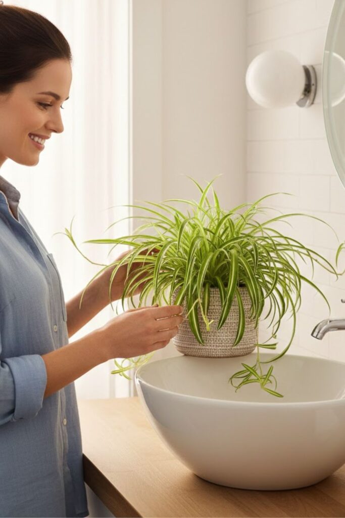 5. Lush Spider Plant Beside the Sink