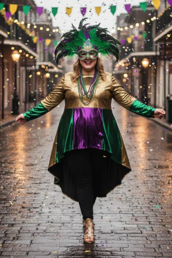 5. Metallic Tunic with Leggings