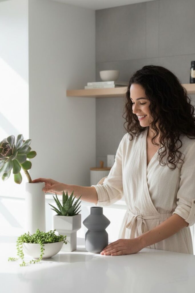5. Modern Minimalist Vase with Succulents