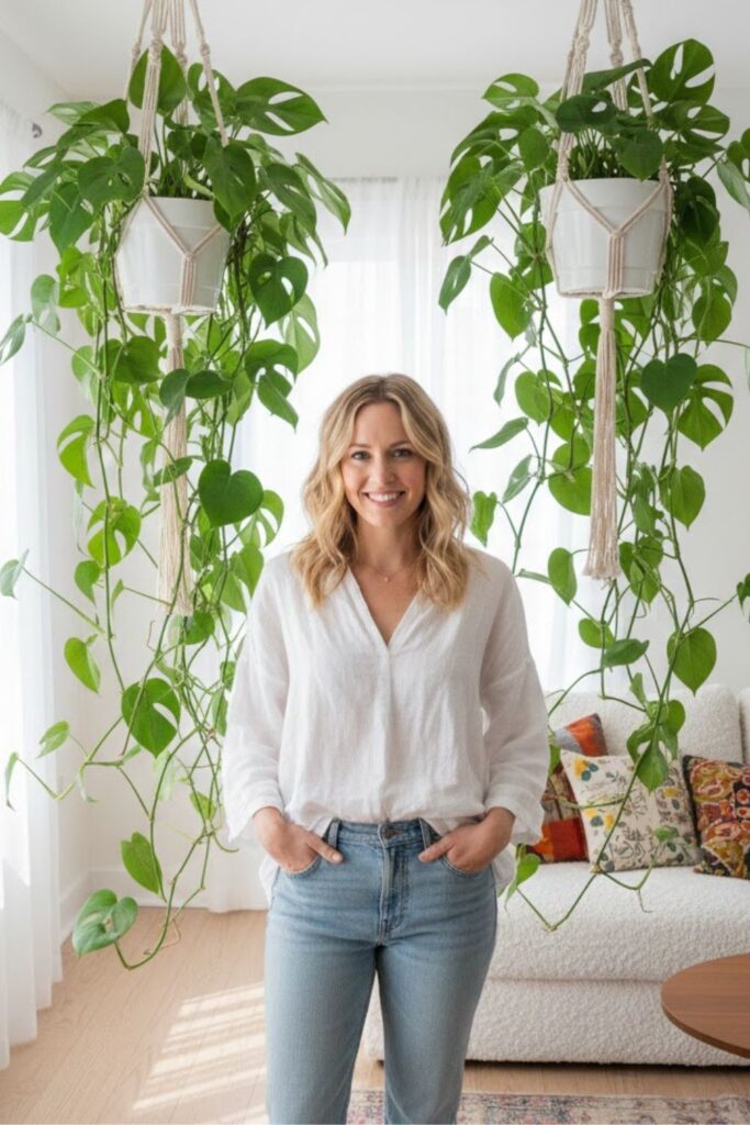 5. Style with Hanging Monstera Leaves