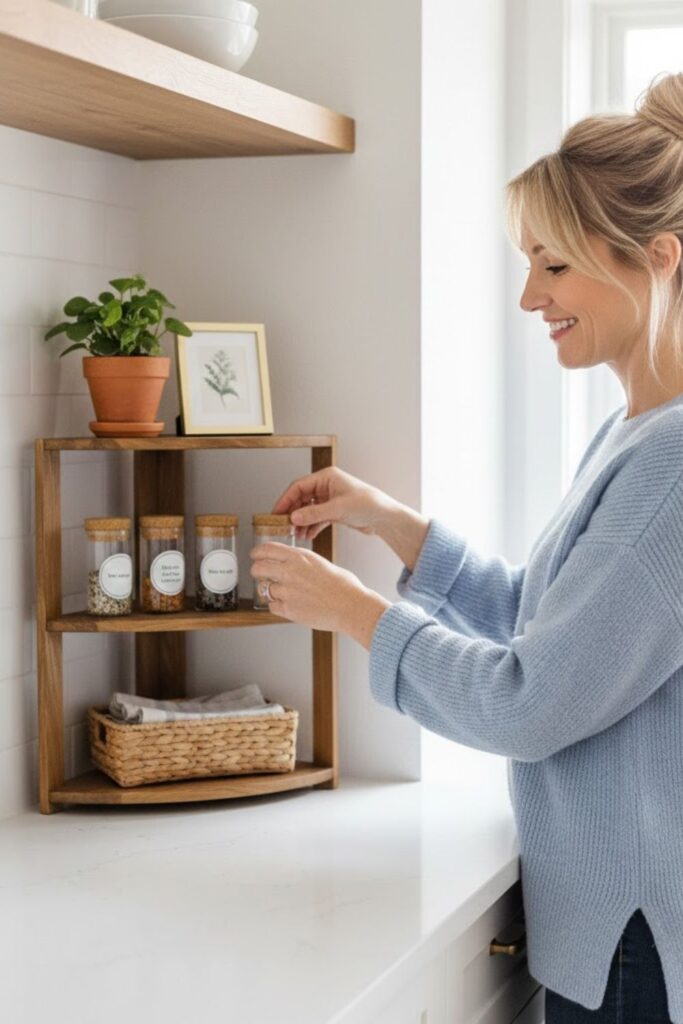 5. Tiered Corner Shelf