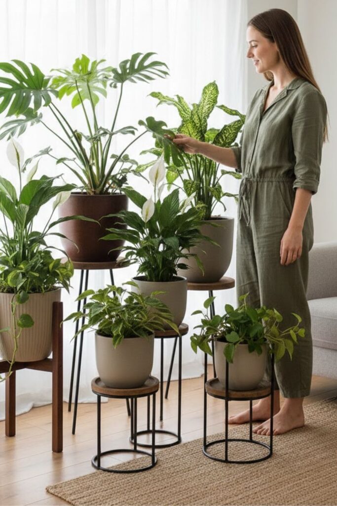 5. Use Decorative Plant Stands for Height Variation
