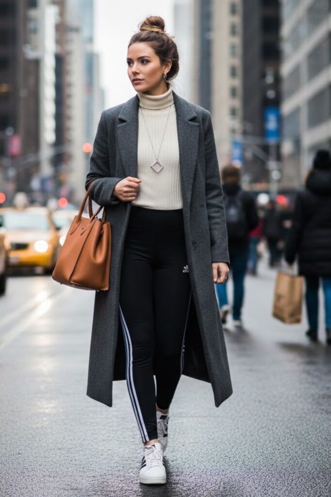 6. Adidas Leggings with Longline Coat