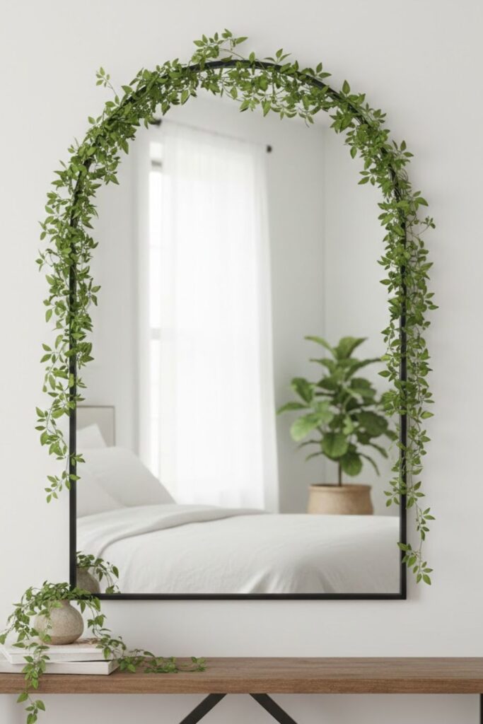 6. Arched Mirror with Climbing Vines