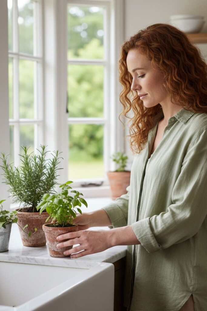 6. Bring in Small Potted Plants or Herbs