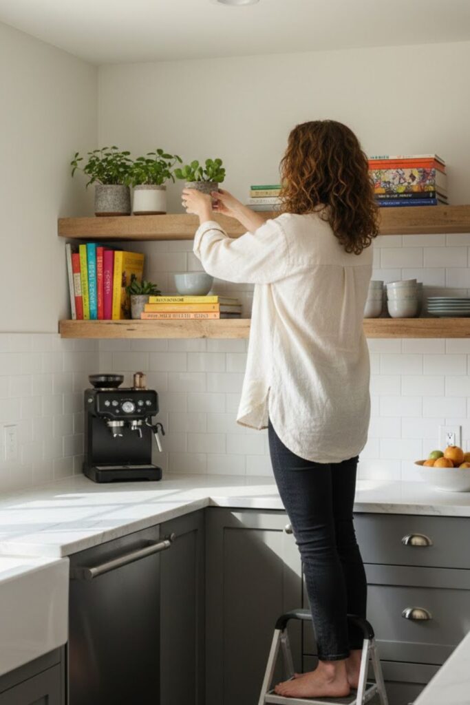 6. Floating Shelves Above the Counter