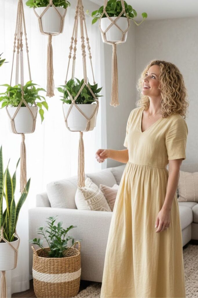 6. Hang Snake Plants with Macrame Holders